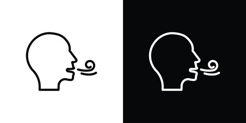 Breath icon in thin stroke and flat style.