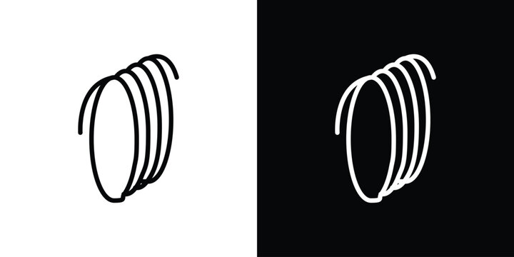Wire coil icon in thin stroke and flat style.