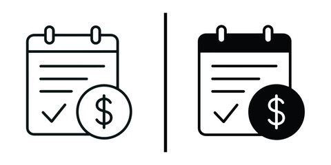 Financial Calendar: A minimalist graphic depicting financial planning, with a calendar and a dollar sign, suggesting events, tracking, schedule.