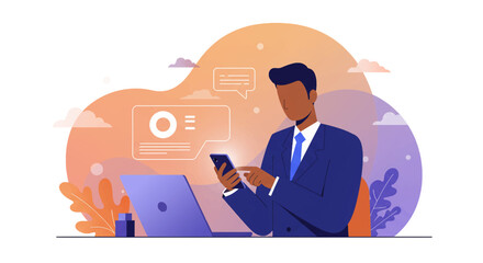 a man in a suit using a laptop