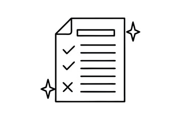 Document Icon: A clean and simple icon of a checklist document, perfectly illustrating tasks marked as completed or needing attention, ideal for web design, UI, and presentations. 