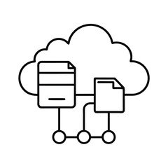 Cloud Data Storage Icon: A simple yet effective line art icon depicting cloud-based data storage, showcasing seamless file synchronization and accessibility.