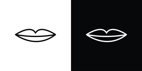 Thin lips icon in thin stroke and flat style.