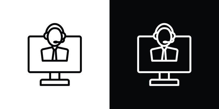 Tech support icon in thin stroke and flat style.