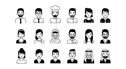 Fototapeta premium Minimalist Outline Avatar Collection