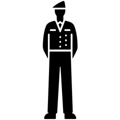 Black and white military officer vector illustration