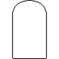 Pixel Art Arched Window Frame – Outline Arched shape in 8-bit style