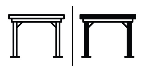 Minimalist Table Iconography: a minimalistic representation of a table, available in both outlines and solid black versions.