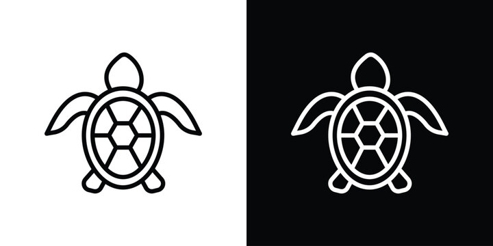 Sea turtle icon in thin stroke and flat style.