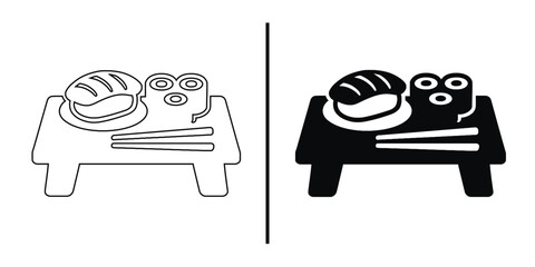 Sushi Set Illustration: An artistic depiction of sushi rolls and nigiri arranged on a wooden board, inviting contemplation of the elegance of Japanese cuisine.