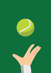 vector tennis hand reaching ball on wimbledon green background