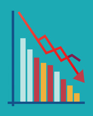 A line graph showing a sharp decline in consumer spending with a noticeable dip during the most recent economic downturn.. Vector illustration