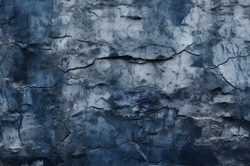 Fototapeta premium Close up view of a dark blue rock surface featuring prominent cracks and a textured appearance, suitable for backgrounds and design elements