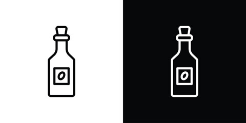 Olive oil icon in thin stroke and flat style.