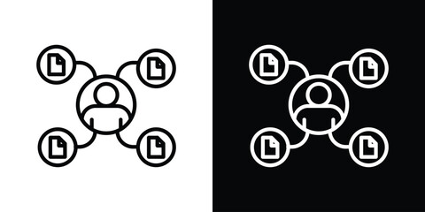 Multitask icon in thin stroke and flat style.