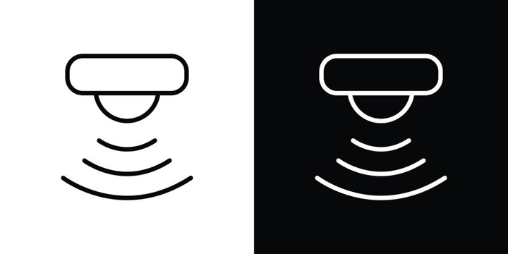 Motion sensor icon in thin stroke and flat style.