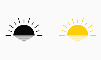 Vector black and Yellow color sun design.