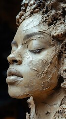 Obraz premium Clay sculpture of a woman's face