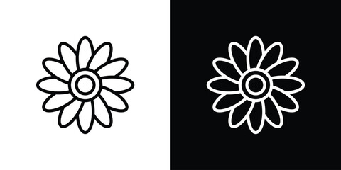 Gerbera icon in thin stroke and flat style.