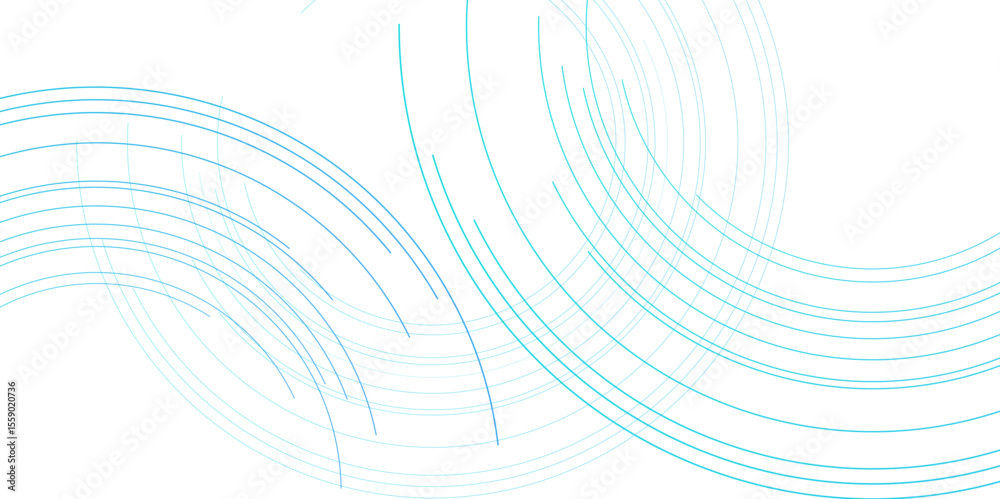 Poster blue minimal circular abstract dynamic lines isolated on white background. Future technology banner concept. vector illustration. Abstract Computer technology background. network visual connection.	