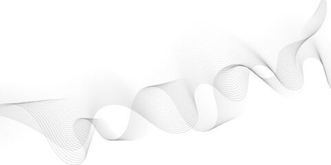 Abstract grey, white smooth element swoosh speed wave modern stream background. Wave with lines created using blend tool. Abstract frequency sound wave lines and twisted curve lines background.	