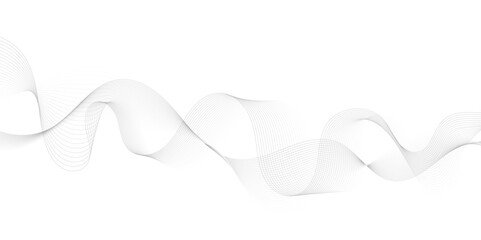 Abstract grey, white smooth element swoosh speed wave modern stream background. Wave with lines created using blend tool. Abstract frequency sound wave lines and twisted curve lines background.	