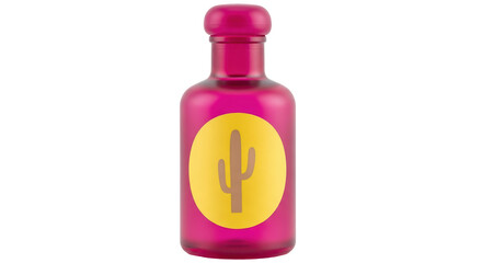 Isolated Pink Cactus Tequila Bottle