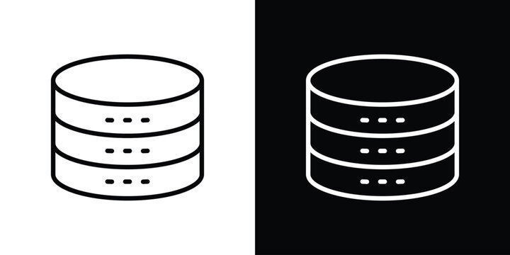 Cylinder database icon in thin stroke and flat style.