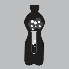 Silhouette of a plastic bottle with a test tube inside