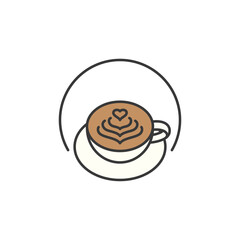 A latte cup with elegant foam art atop silky milk, resting on a saucer, ideal for café branding that highlights craftsmanship, cozy vibes, and the beauty of every brewed moment
