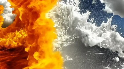 Contrasting elements: Dynamic rendering of fire and ice in a stunning visual display - Powered by Adobe
