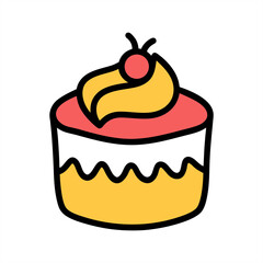 Hand drawn cake design vector on transparent background for web and graphic design