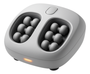 A compact foot massager with rolling nodes and a heating option, ideal for a relaxing experience in a small apartment.
