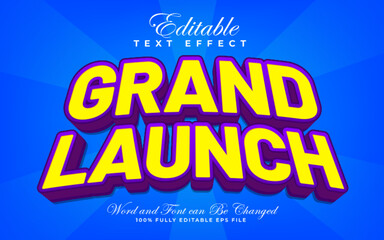 Grand Launch 3D editable text effect in bold style