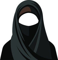 A collection of stylized illustrations showcasing women wearing hijabs in settings and activities, highlighting diversity and everyday life.