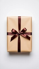 Elegant Gift Box with Chocolate Ribbon Tied in a Bow