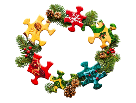 Christmas Puzzle on Transparent png - Powered by Adobe
