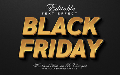 Black Friday 3D editable text effect in black and gold style