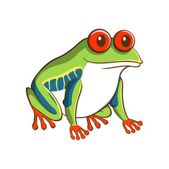 Frog's Vibrant Spectacle: A brightly colored frog with striking red eyes, perfectly posed, epitomizing the vibrancy of nature's palette.