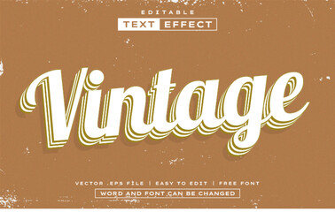 Vintage 3D editable text effect style
