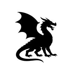 Fototapeta premium Roaring Dragon Silhouette – Gothic Myth Creature Design