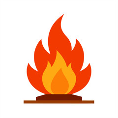 Outdoor fire with flames and wood vector on transparent background for web and graphic design