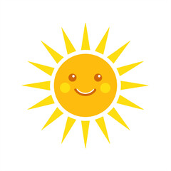 Smiling sun with rays vector clipart on transparent background for web and graphic design