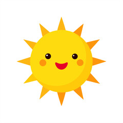 Sun character with smile vector art on transparent background for web and graphic design
