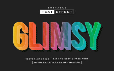 Glimsy 3D editable text effect in colorful style