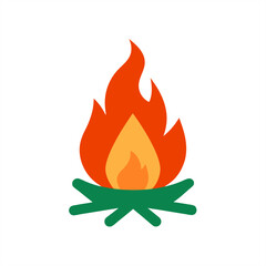 Traditional camping bonfire drawing on transparent background for web and graphic design