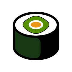 Traditional sushi roll icon vector on transparent background for web and graphic design
