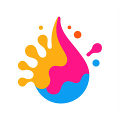 Vibrant color drop splash with fluid motion vector on transparent background for web and graphic design