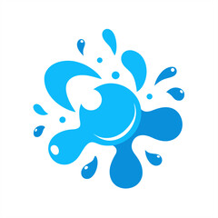 Water burst clipart with splash droplets and circles on transparent background for web and graphic design