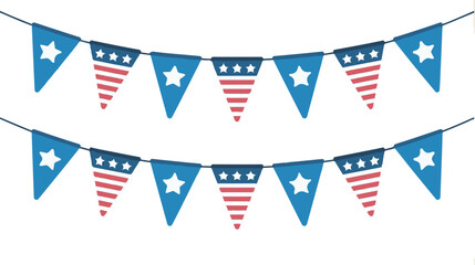 Obraz premium Vector art of two rows of american flag bunting, isolated on transparent background